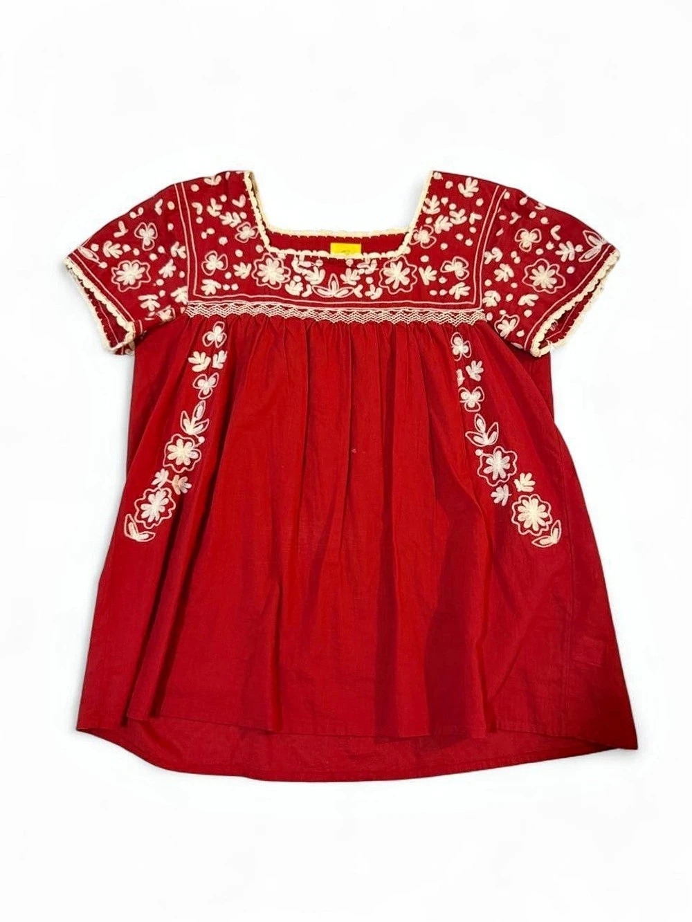 Roller Rabbit Floral Embroidered Top Red Small